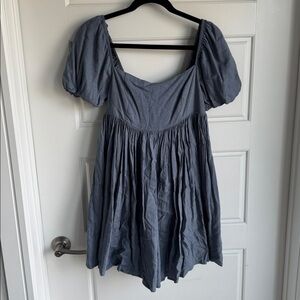 Blue Puff Sleeve Dress